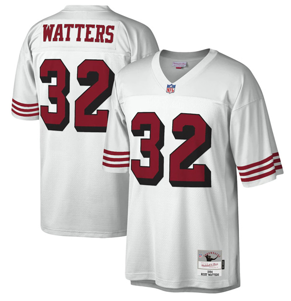 Men's San Francisco 49ers #32 Ricky Watters White Mitchell & Ness Legacy Stitched Jersey